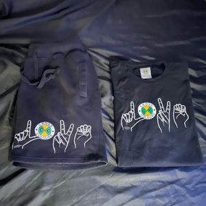 Cross Colours Matching Love Short T-shirt Suit **rare